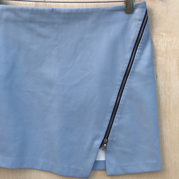 Zara Baby Blue Zipper Pleather Mini Skirt - Picture 5 of 8